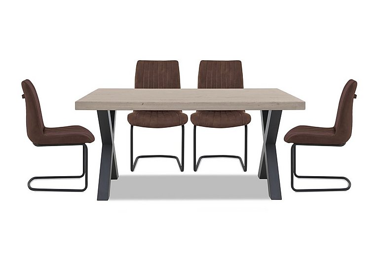 Bodahl - Compact Terra Straight Edge Dining Table with X-Shaped Legs and 4 Cognac Chairs - White Wash
