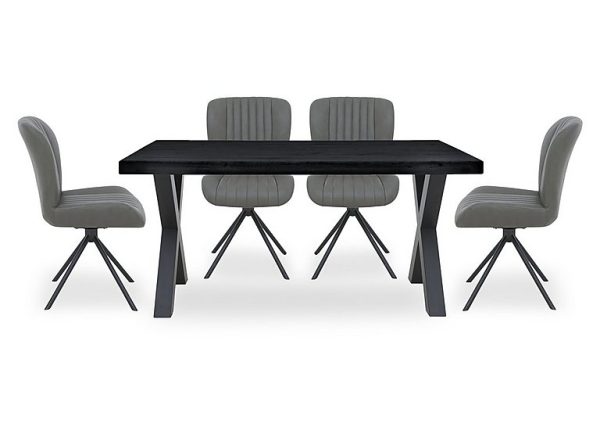 Bodahl  Compact Terra Straight Edge Dining Table with 4 Grey Swivel Chairs | Bed Sava
