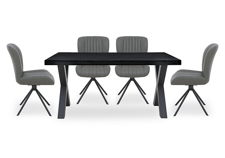 Bodahl - Compact Terra Straight Edge Dining Table with 4 Grey Swivel Chairs
