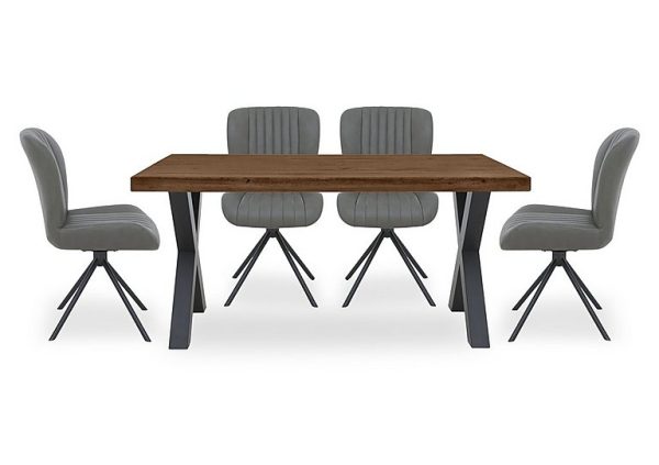 Bodahl  Compact Terra Straight Edge Dining Table with 4 Grey Swivel Chairs  Desert | Bed Sava