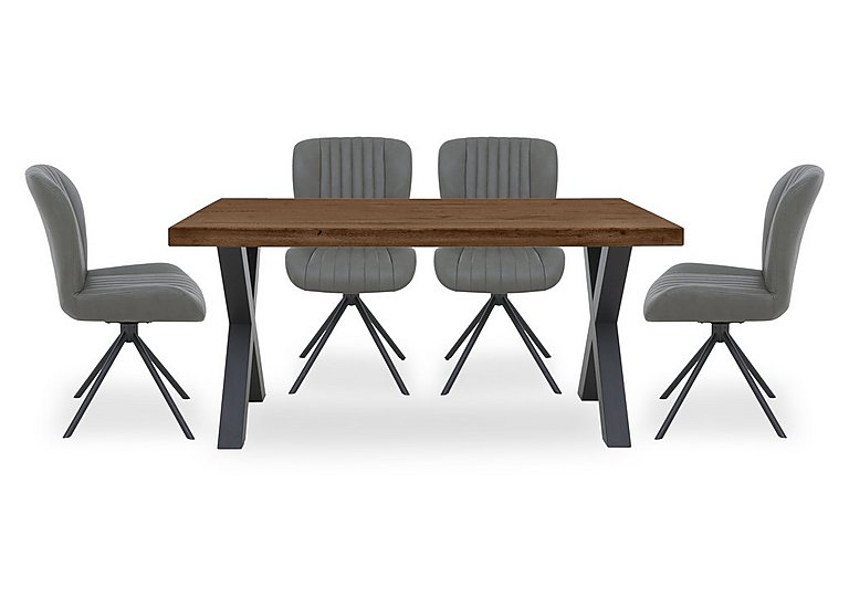 Bodahl - Compact Terra Straight Edge Dining Table with 4 Grey Swivel Chairs - Desert