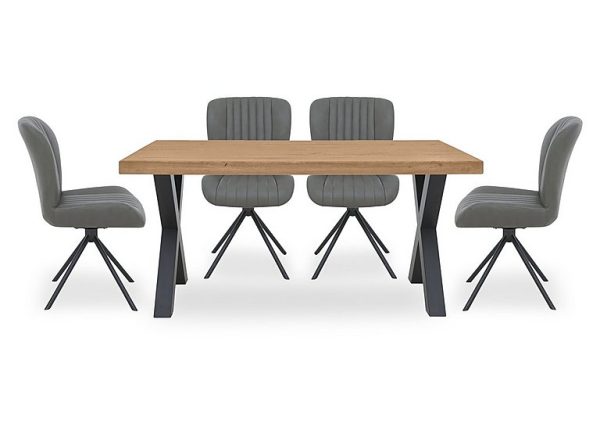 Bodahl  Compact Terra Straight Edge Dining Table with 4 Grey Swivel Chairs  Natura Bianca | Bed Sava