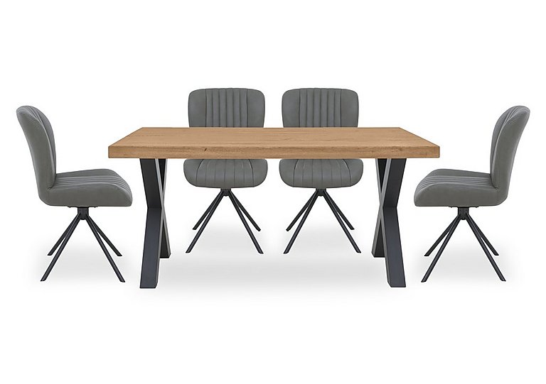Bodahl - Compact Terra Straight Edge Dining Table with 4 Grey Swivel Chairs - Natura Bianca