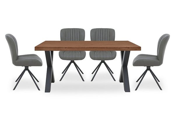 Bodahl  Compact Terra Straight Edge Dining Table with 4 Grey Swivel Chairs  Old Bassano | Bed Sava