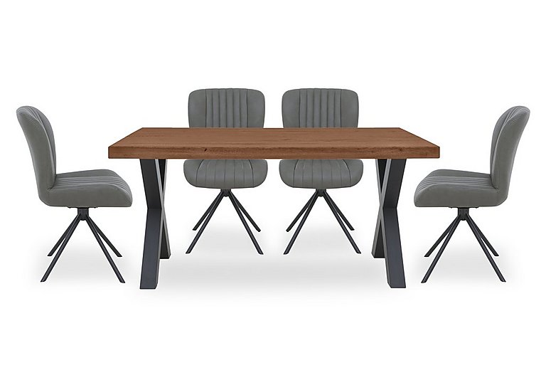 Bodahl - Compact Terra Straight Edge Dining Table with 4 Grey Swivel Chairs - Old Bassano