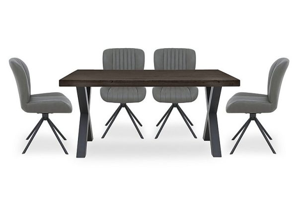 Bodahl  Compact Terra Straight Edge Dining Table with 4 Grey Swivel Chairs  Smoked | Bed Sava