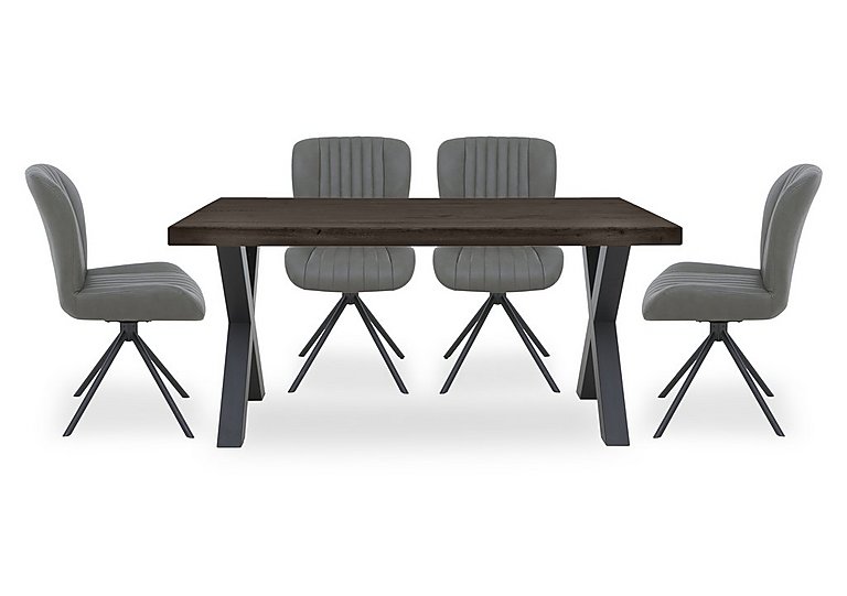 Bodahl - Compact Terra Straight Edge Dining Table with 4 Grey Swivel Chairs - Smoked