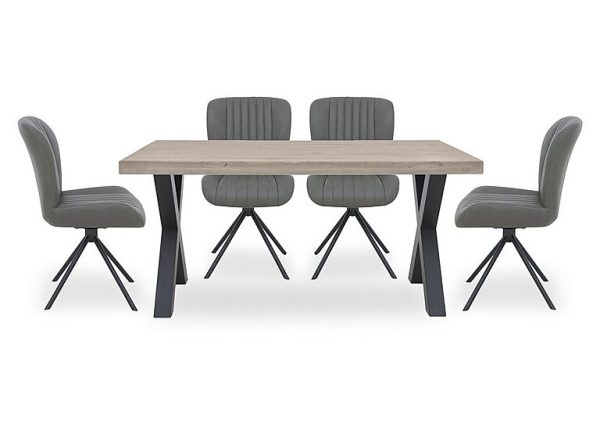 Bodahl  Compact Terra Straight Edge Dining Table with 4 Grey Swivel Chairs  White Wash | Bed Sava