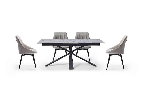 Crete Large Extending Dining Table and 4 Swivel Chairs  Taupe | Bed Sava