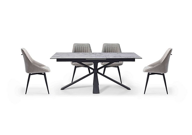 Crete Large Extending Dining Table and 4 Swivel Chairs - Taupe