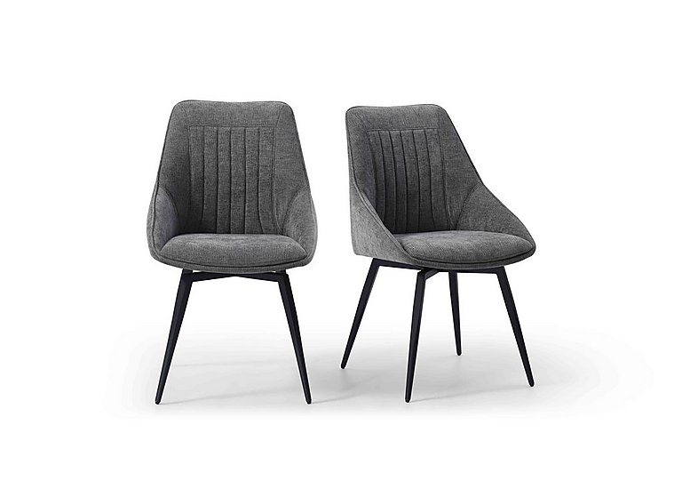 Crete Pair of Swivel Dining Chairs - Dark Grey
