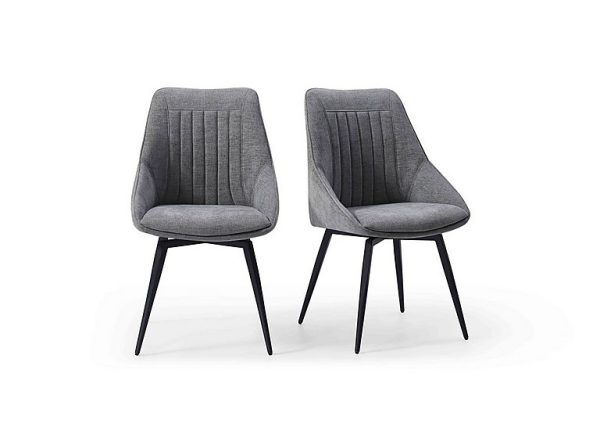 Crete Pair of Swivel Dining Chairs  Silver | Bed Sava
