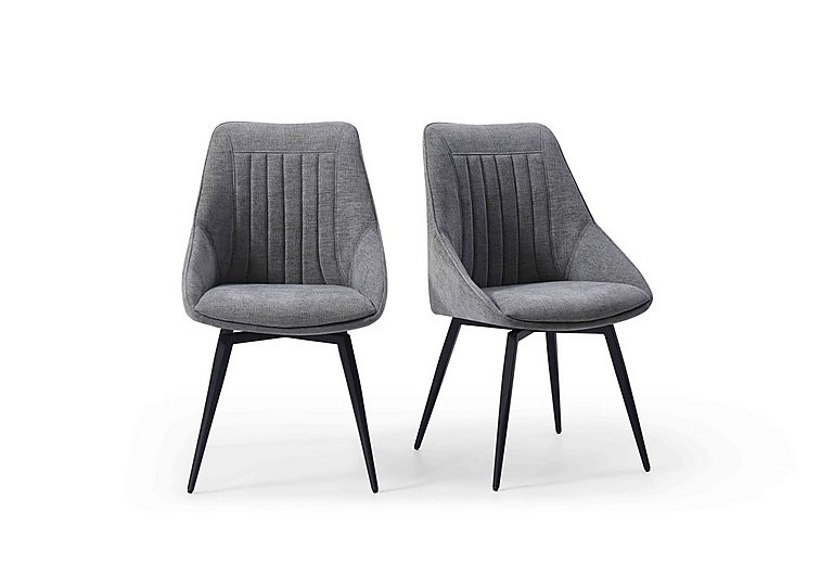 Crete Pair of Swivel Dining Chairs - Silver