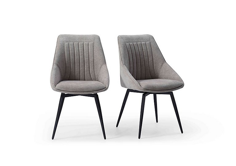 Crete Pair of Swivel Dining Chairs - Taupe