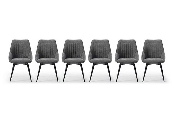 Crete Set of 6 Swivel Dining Chair  Dark Grey | Bed Sava