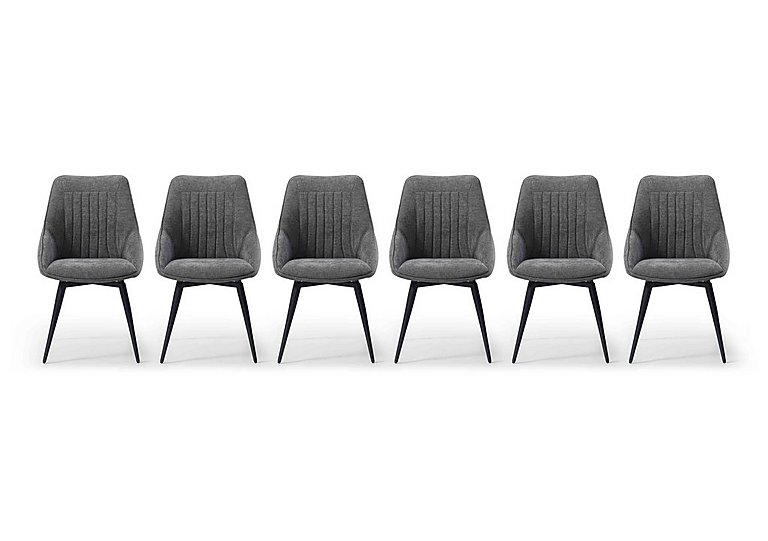 Crete Set of 6 Swivel Dining Chair - Dark Grey