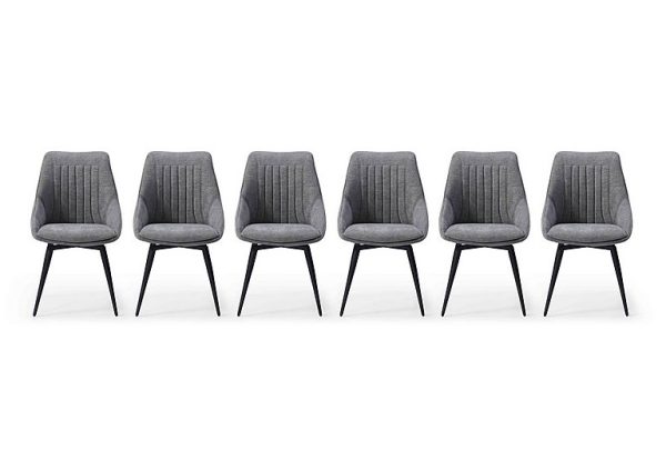 Crete Set of 6 Swivel Dining Chair  Silver | Bed Sava