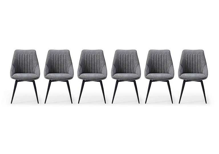 Crete Set of 6 Swivel Dining Chair - Silver