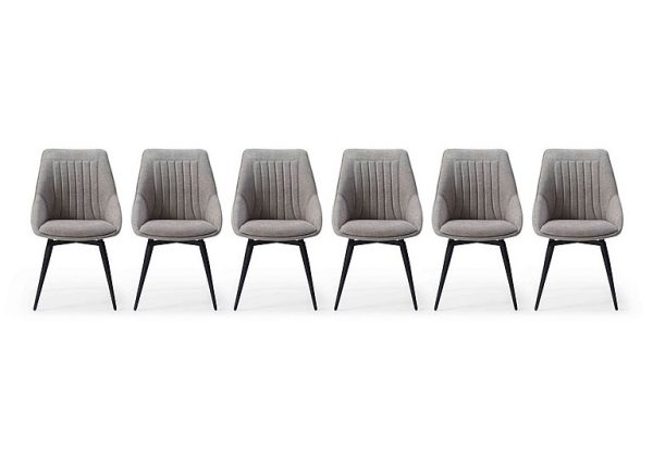 Crete Set of 6 Swivel Dining Chair  Taupe | Bed Sava