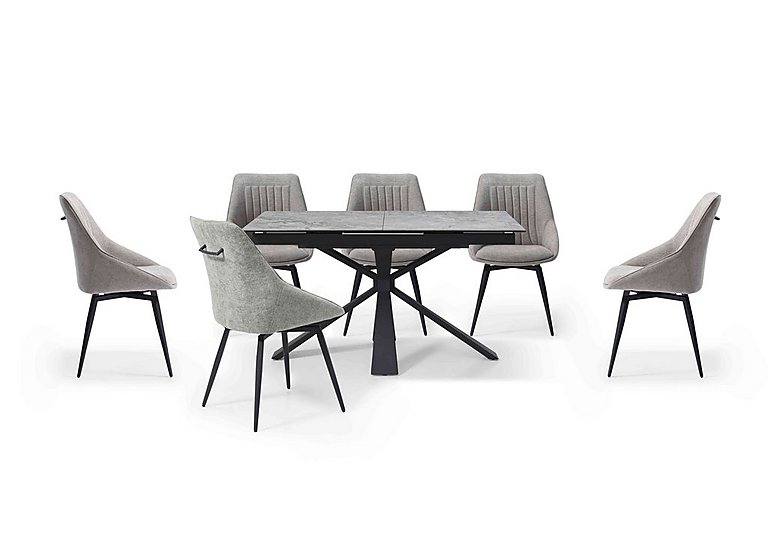 Crete Small Extending Dining Table and 6 Swivel Chairs - Taupe