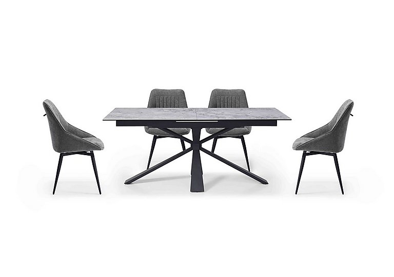 Crete Small Extending Dining Table and 4 Swivel Chairs - Dark Grey