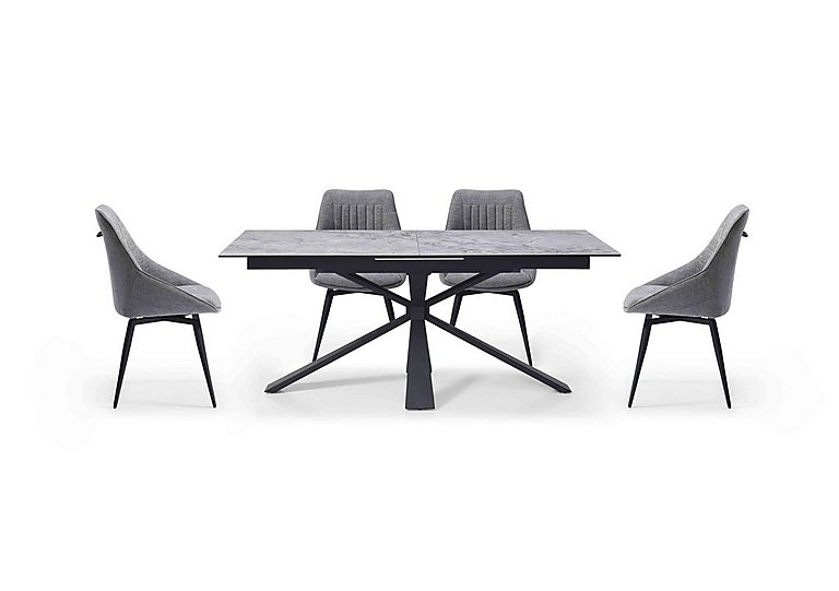 Crete Small Extending Dining Table and 4 Swivel Chairs - Silver