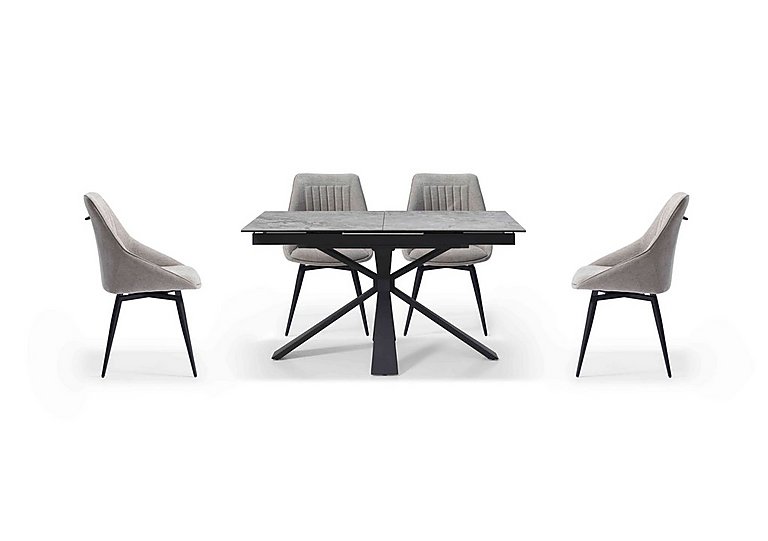 Crete Small Extending Dining Table and 4 Swivel Chairs - Taupe