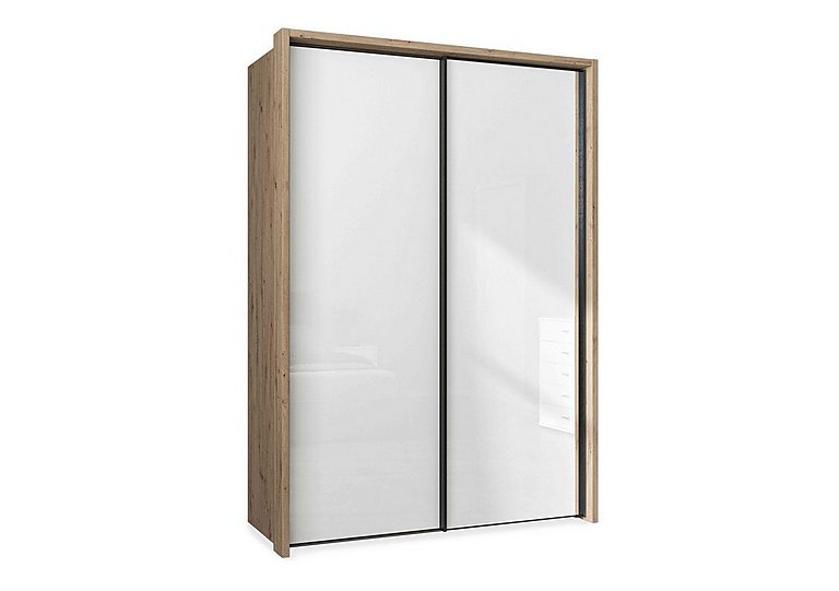 Wiemann - Dallas 160cm 2 Door Sliding Glass Wardrobe - Bianco Oak and White