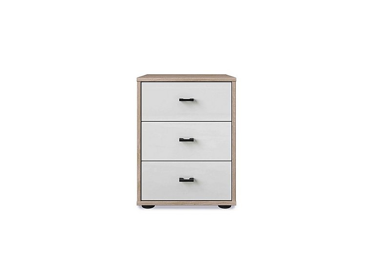 Wiemann - Dallas 40cm 3 Drawer Glass Bedside Cabinet - Holm Oak and White