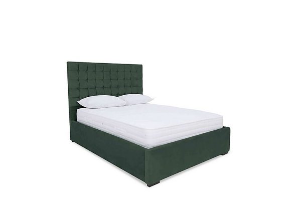 Sleep Story  Dice Ottoman Bed Frame  Super King  Plush Emerald | Bed Sava
