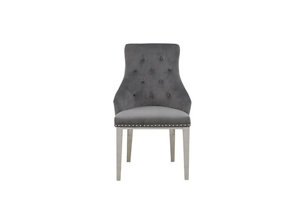 Dolce Button Back Dining Chair  Silver | Bed Sava