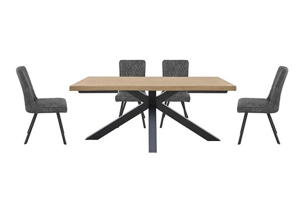 Earth Compact Dining Table with Star Base and 4 Chairs  Graphite | Bed Sava