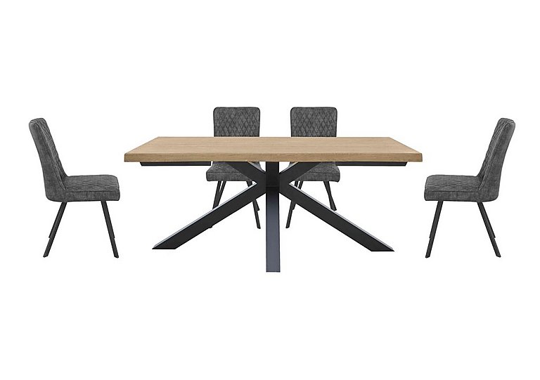 Earth Compact Dining Table with Star Base and 4 Chairs - Graphite