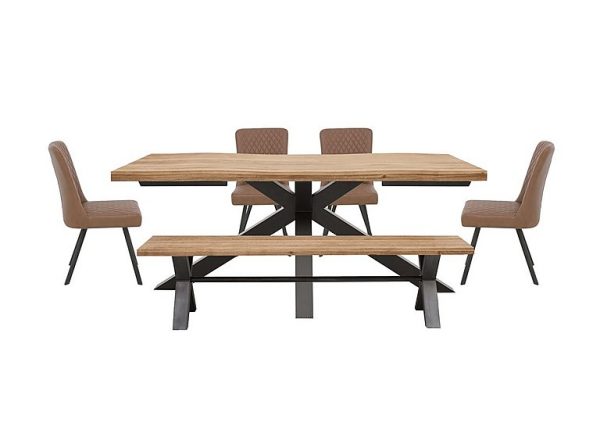 Earth Large Live Edge Dining Table with a Large Bench and 4 Chairs | Bed Sava