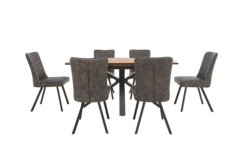 Earth Pop-Up Extending Dining Table and 6 Chairs - Graphite