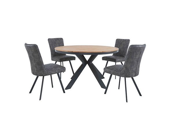 Earth Round Dining Table With 4 Chairs  Graphite | Bed Sava