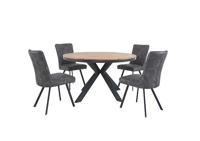 Earth Round Dining Table With 4 Chairs - Graphite