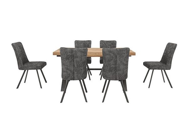 Earth Small Straight Edge Dining Table and 6 Chairs  Graphite | Bed Sava