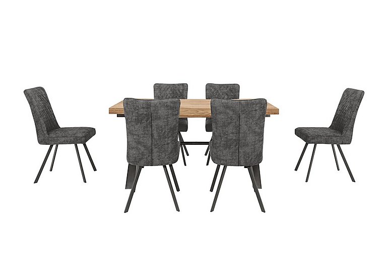 Earth Small Straight Edge Dining Table and 6 Chairs - Graphite