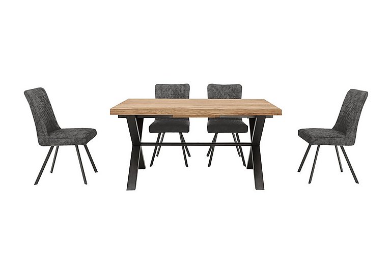 Earth Small Straight Edge Dining Table and 4 Chairs - Graphite