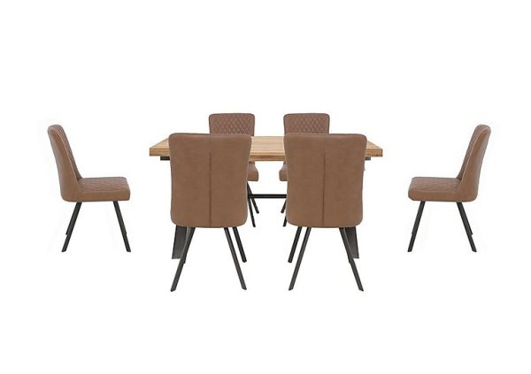 Earth Small Straight Edge Dining Table and 6 Chairs | Bed Sava