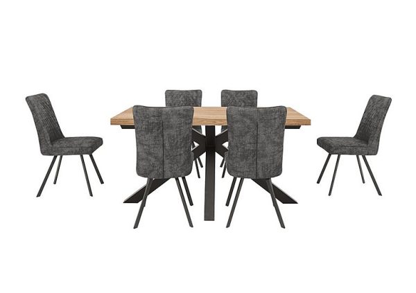 Earth Small Live Edge Dining Table and 6 Chairs  Graphite | Bed Sava