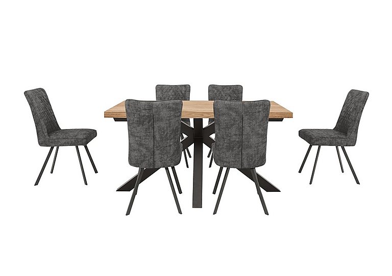 Earth Small Live Edge Dining Table and 6 Chairs - Graphite