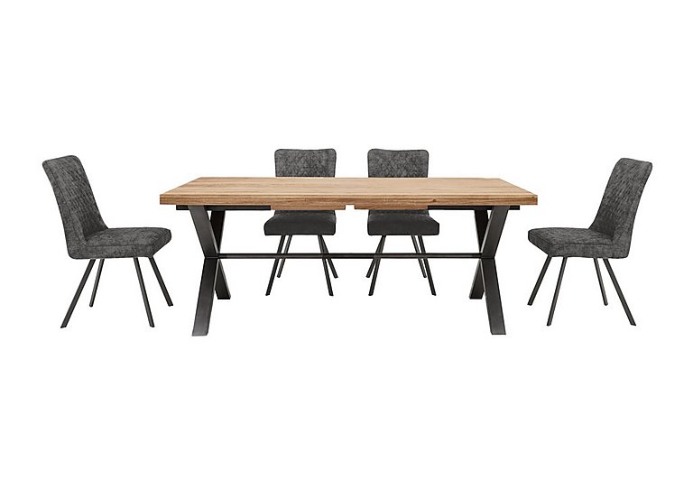 Earth Large Straight Edge Dining Table and 4 Chairs - 190-cm - Graphite