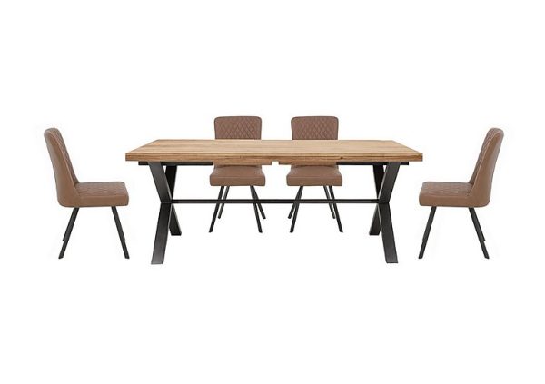 Earth Large Straight Edge Dining Table and 4 Chairs  190 cm | Bed Sava