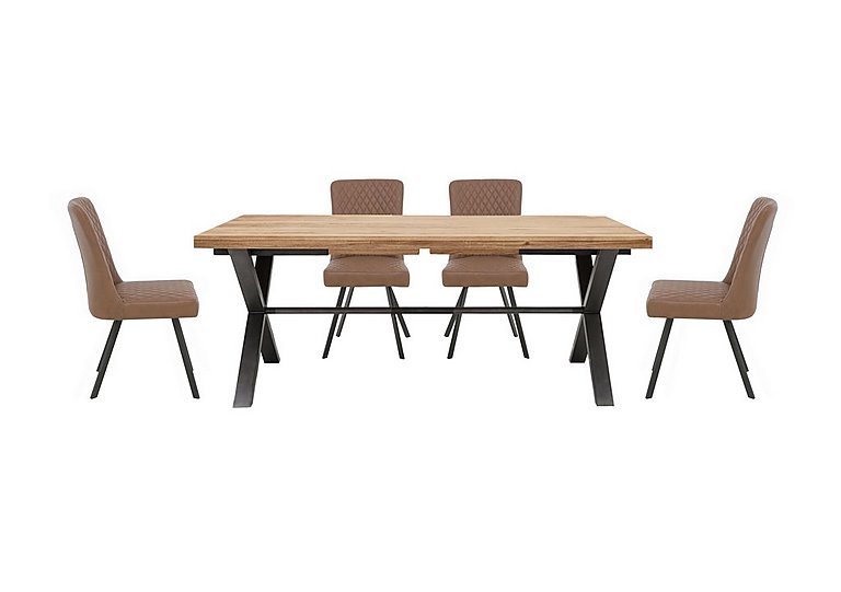 Earth Large Straight Edge Dining Table and 4 Chairs - 190-cm