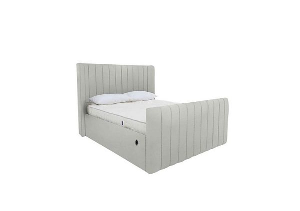 Eira High Foot End Electric Ottoman Bed Frame  Double  Velvet Silver | Bed Sava