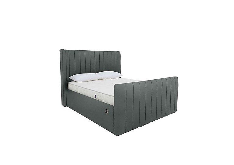 Eira High Foot End Electric Ottoman Bed Frame - Double - Velvet Steel