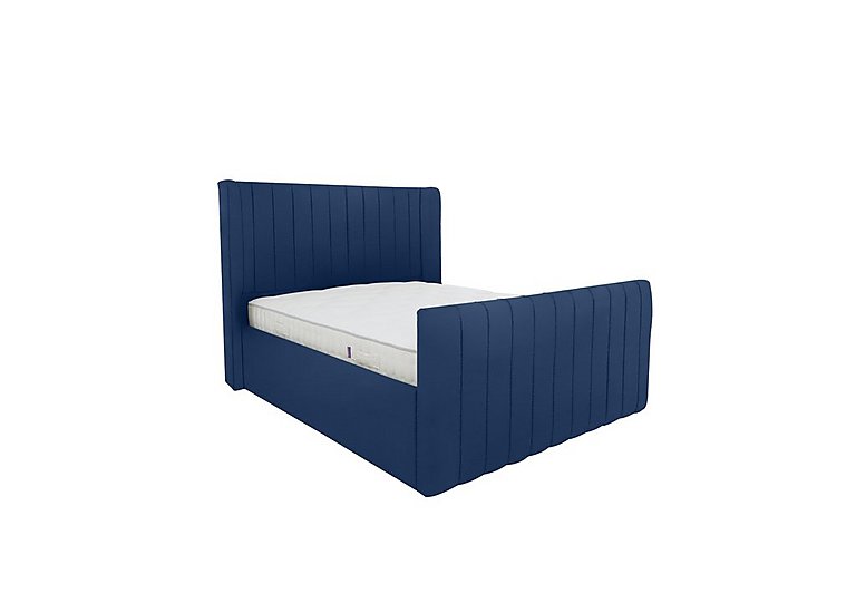 Eira High Foot End Bed Frame - Double - Velvet Navy