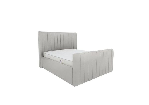 Eira High Foot End Bed Frame  Double  Velvet Silver | Bed Sava